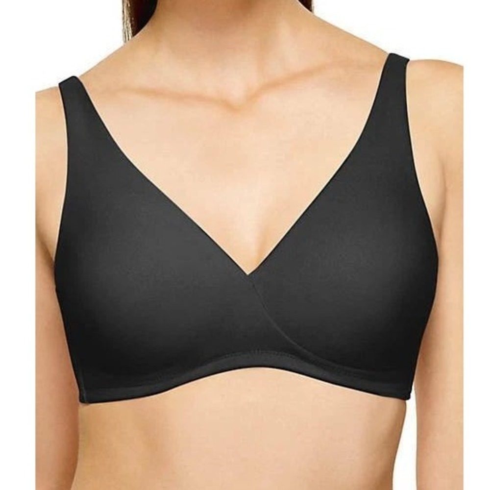 Wacoal 42D Perfect Full Figure Wire Free Bra 852389 Black Smooth Lift Support